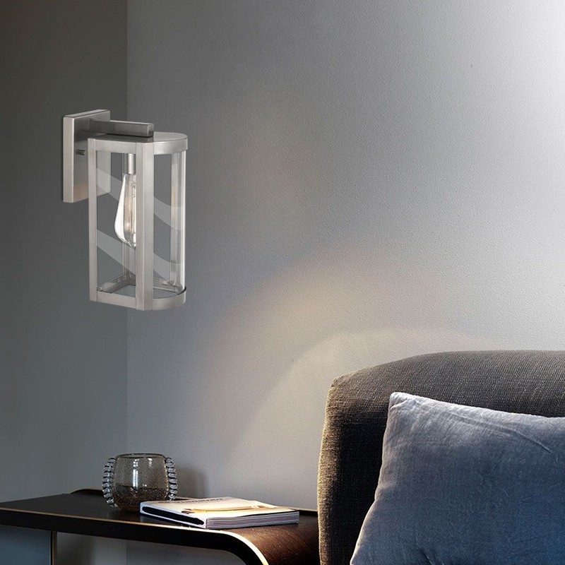 Stainless Steel Waterproof Outdoor Wall Lamp with Glass Shade K112