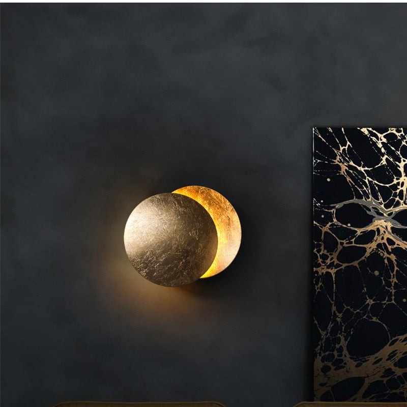 Elegant Round Lederam Wall Lamp - Modern Metallic Wall Light for Living Room