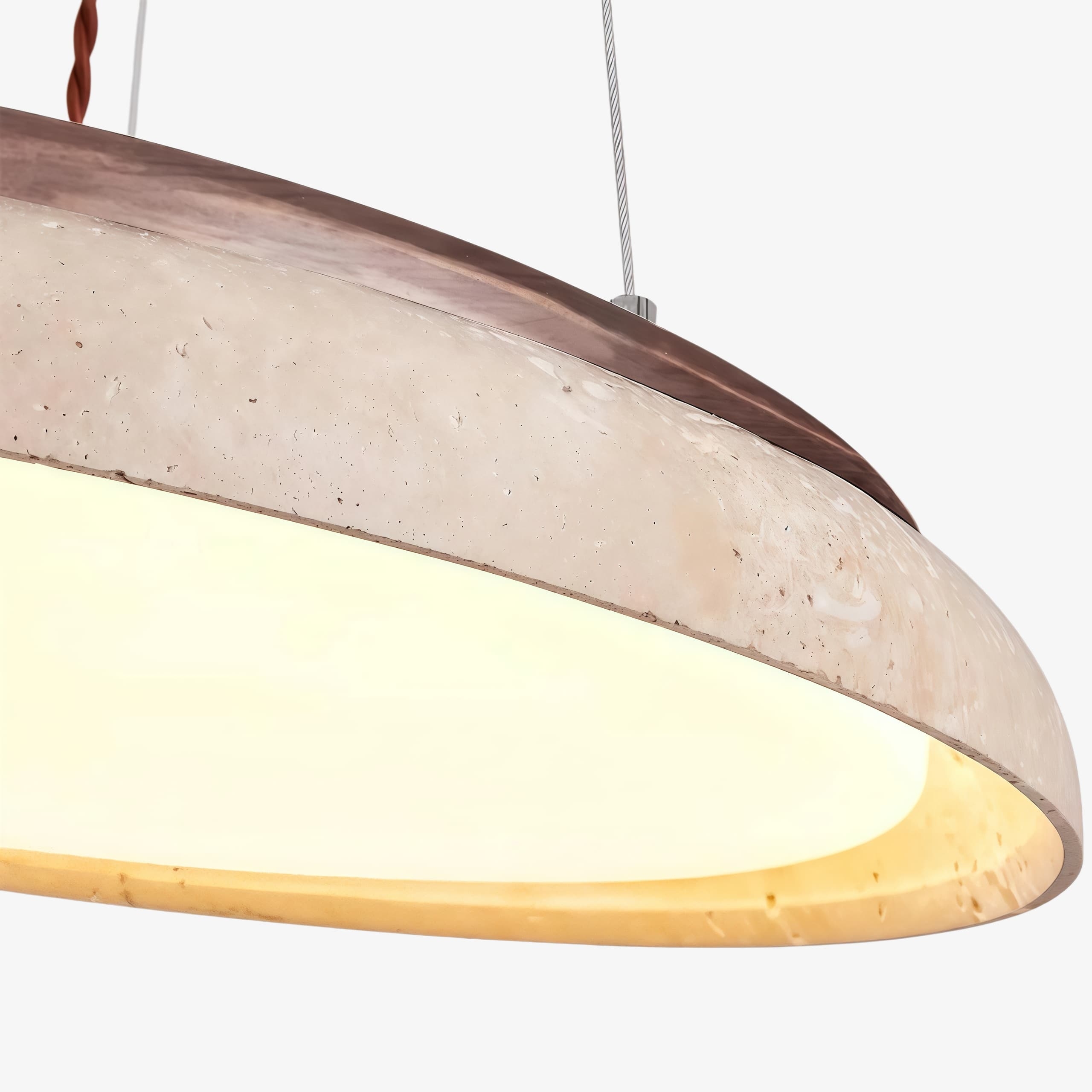 Torvella Travertine Ring Pendant Light - Minimalist Sculptural Lamp for Modern Interiors K2297