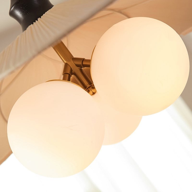 Orrise Vintage Inspired 3 Light Hanging Chandelier - Wood Metal and Fabric Accents Home Lighting K2118