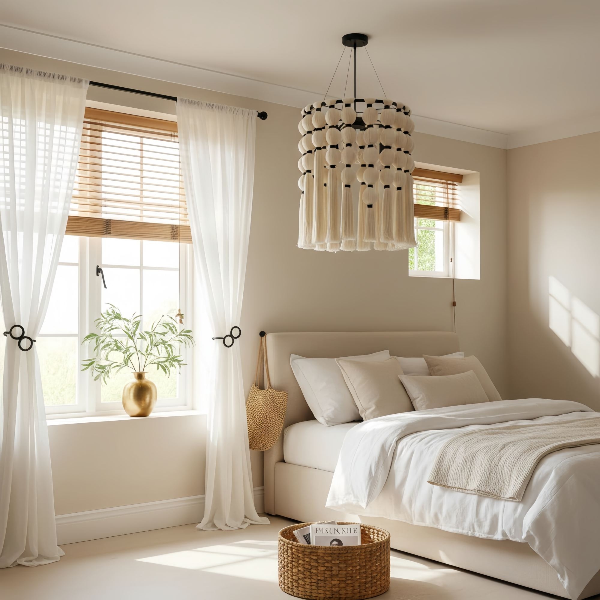 Modulune Modern Elegant Handmade Chandelier with White Cotton Fringe for Living Room K2306