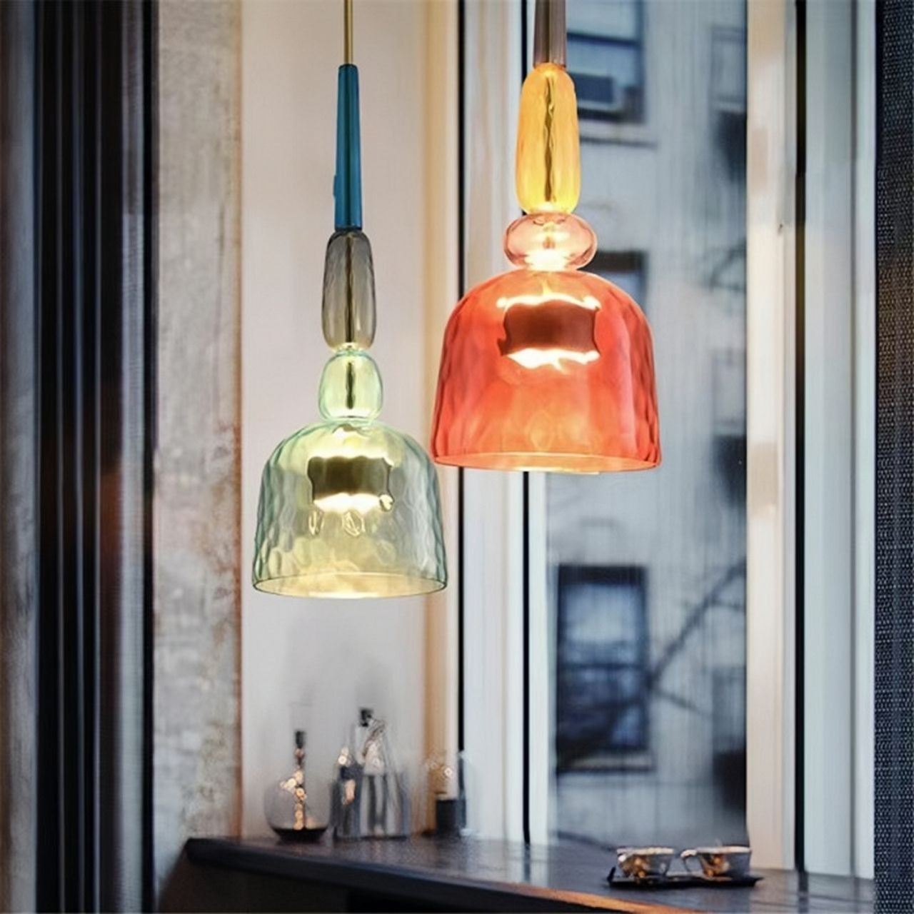 Nordic Macaron Flauti Ribbed Glass Pendant Light K126