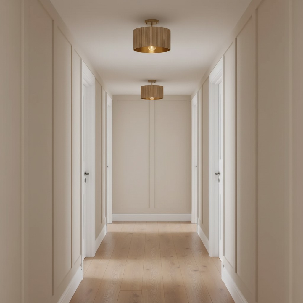 Flutera Fluted Drum Ceiling Light - Farmhouse Textured Flush Mount Lighting for Living and Bedroom K2243
