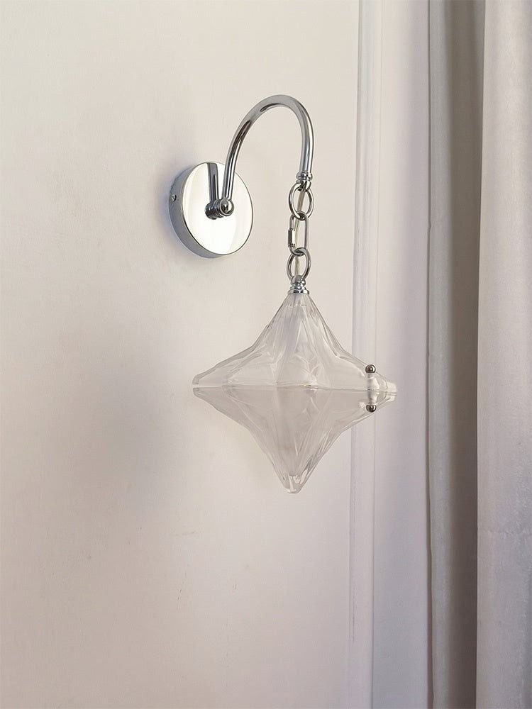 Art Deco Star Wall Sconce - Frosted Glass Light for Hallway - Astris Selene K1558