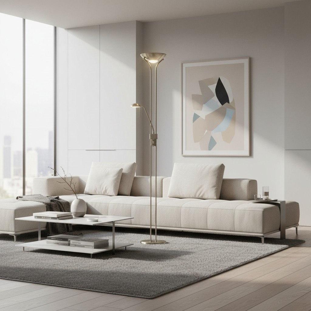 Linexis Art Deco Metal & Opal Glass Floor Lamp - Dual-Light Design for Modern Interiors K1910