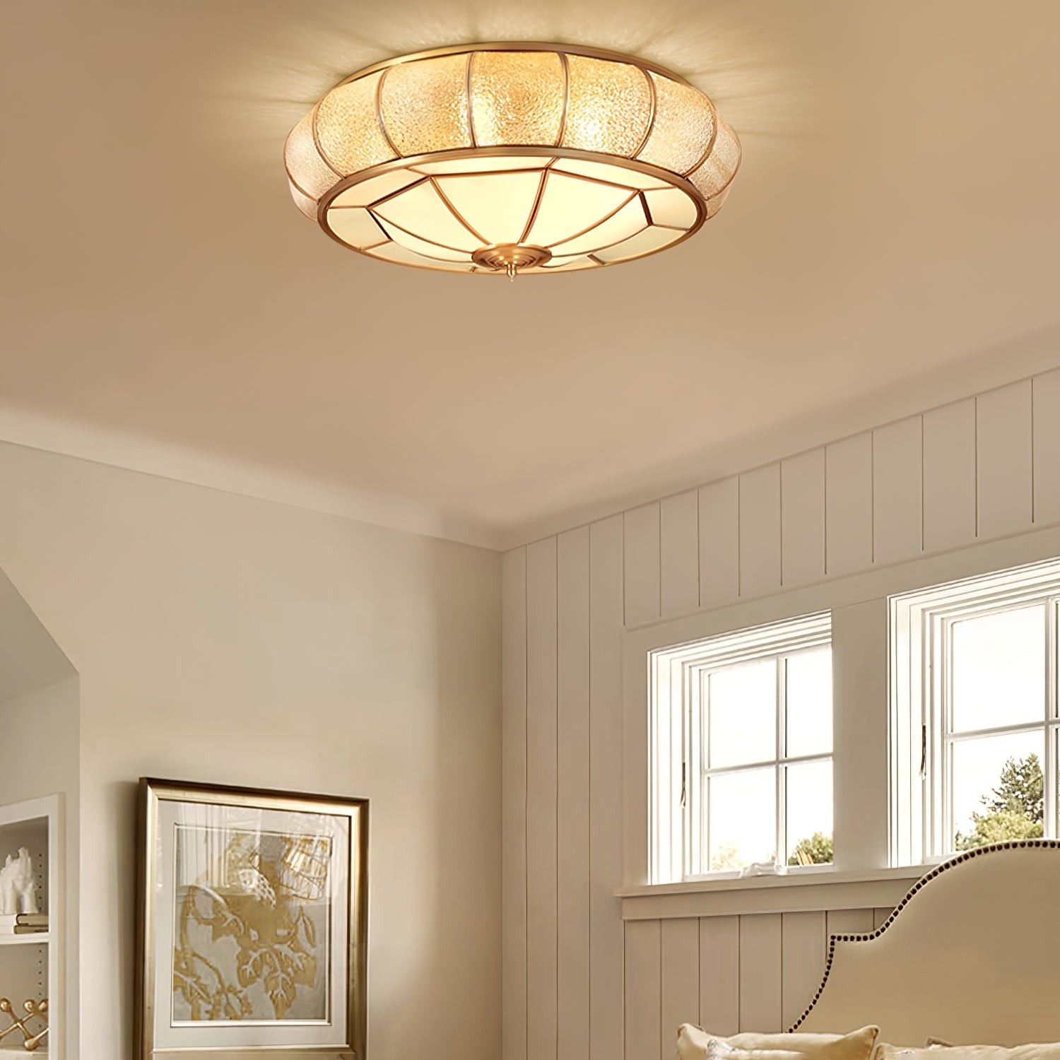 Round Textured Glass Ceiling Light K650