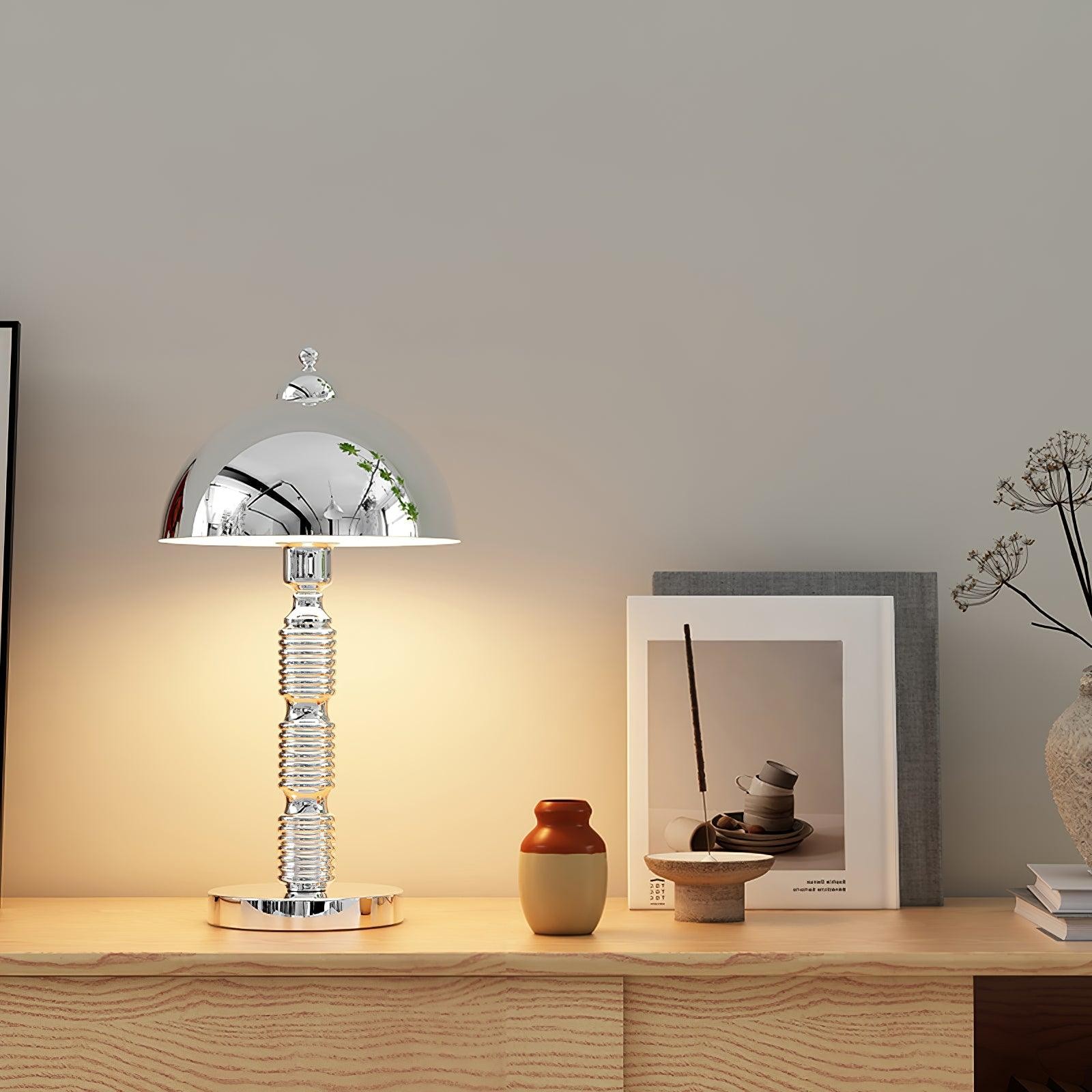 Nordic Iron Round Shade Pleated Base Table Lamp K494