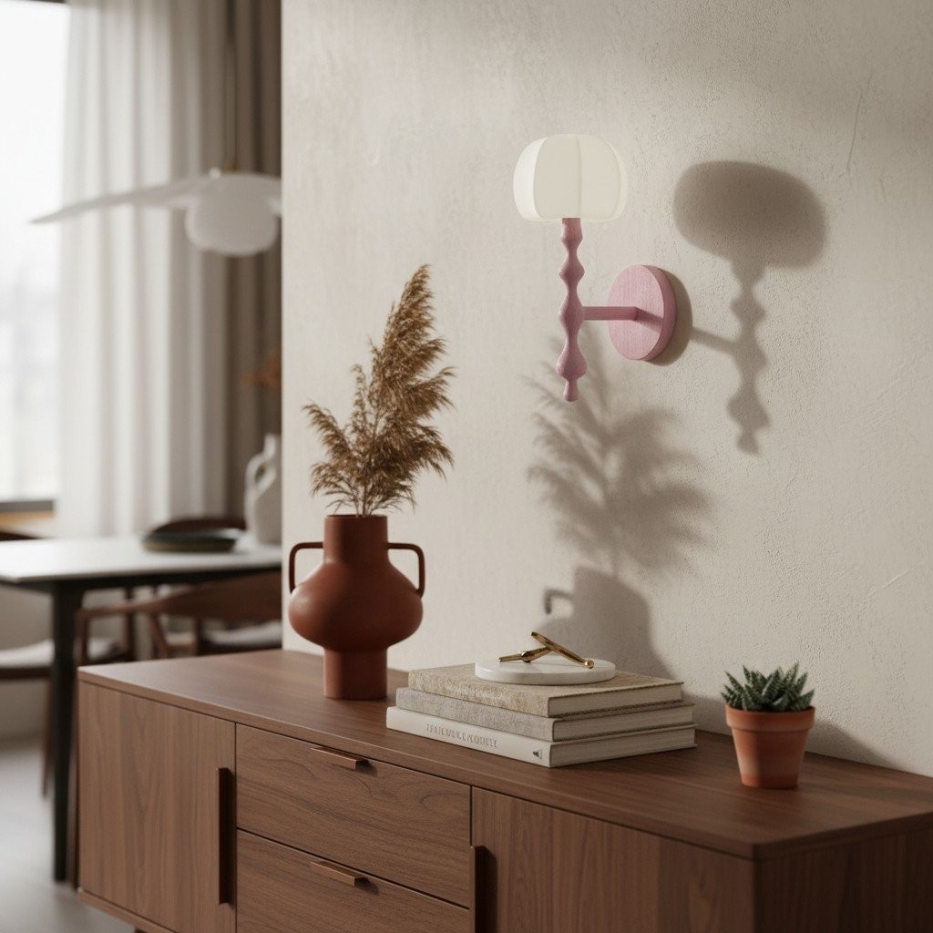 Savara Modern Curved Base Wall Light - Soft Diffused Fabric Shade for Hallways and Living Rooms K1670