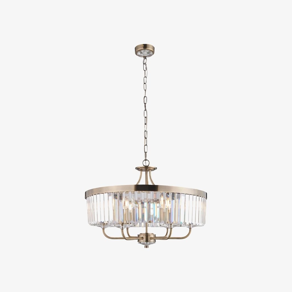 Beveline 6 Light Round Pendant - Cut Glass Shades Elegant Metal Frame for Dining Kitchen Island K1839