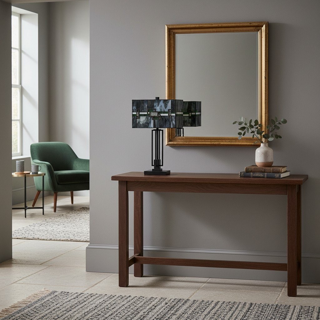 Culletto Stained Glass Table Lamp - Rectangular Geometric Table Lamp for Bedroom and Hallways K1968