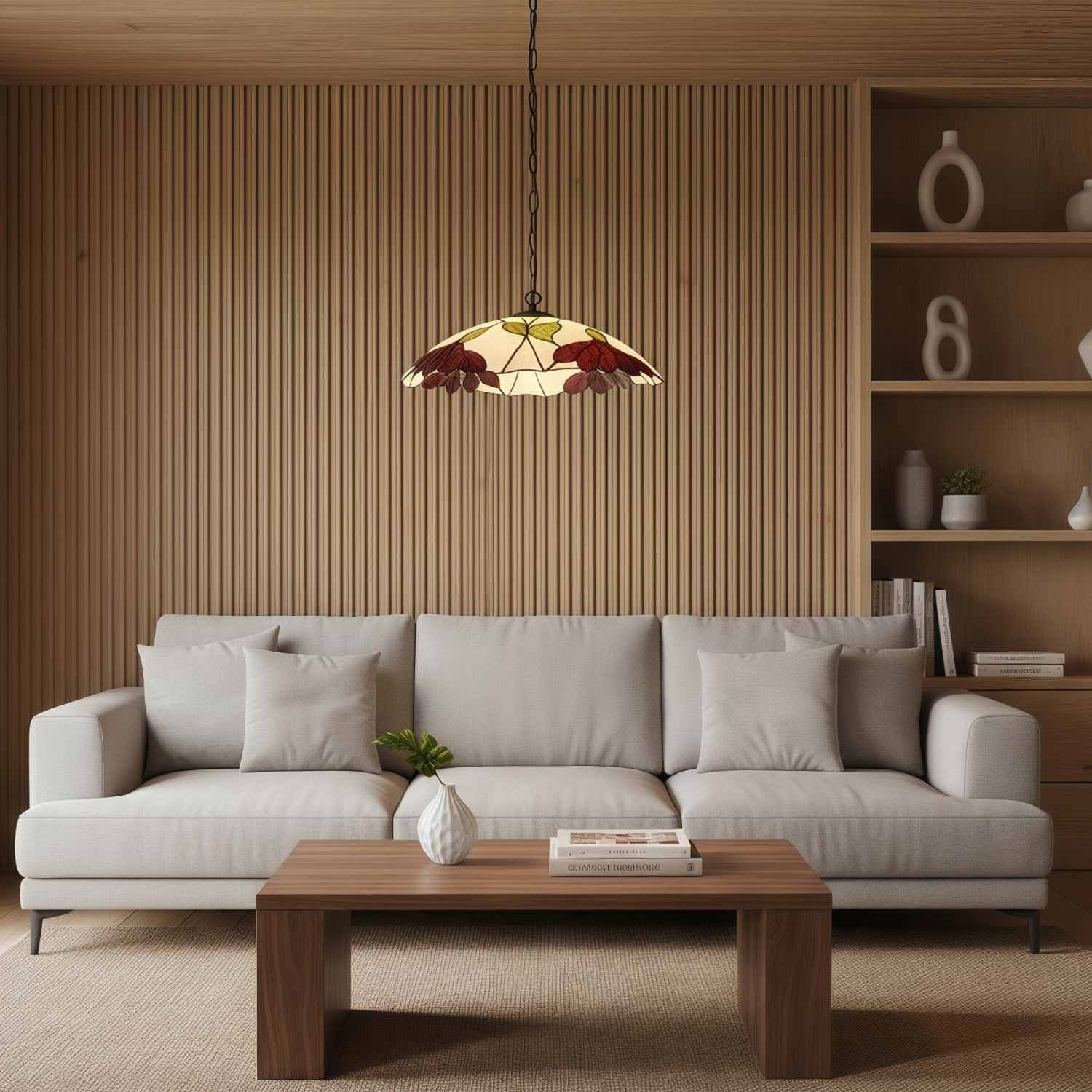 TF Botanica Floral Glass Pendant Light - Vintage Pendant Fixture K1961