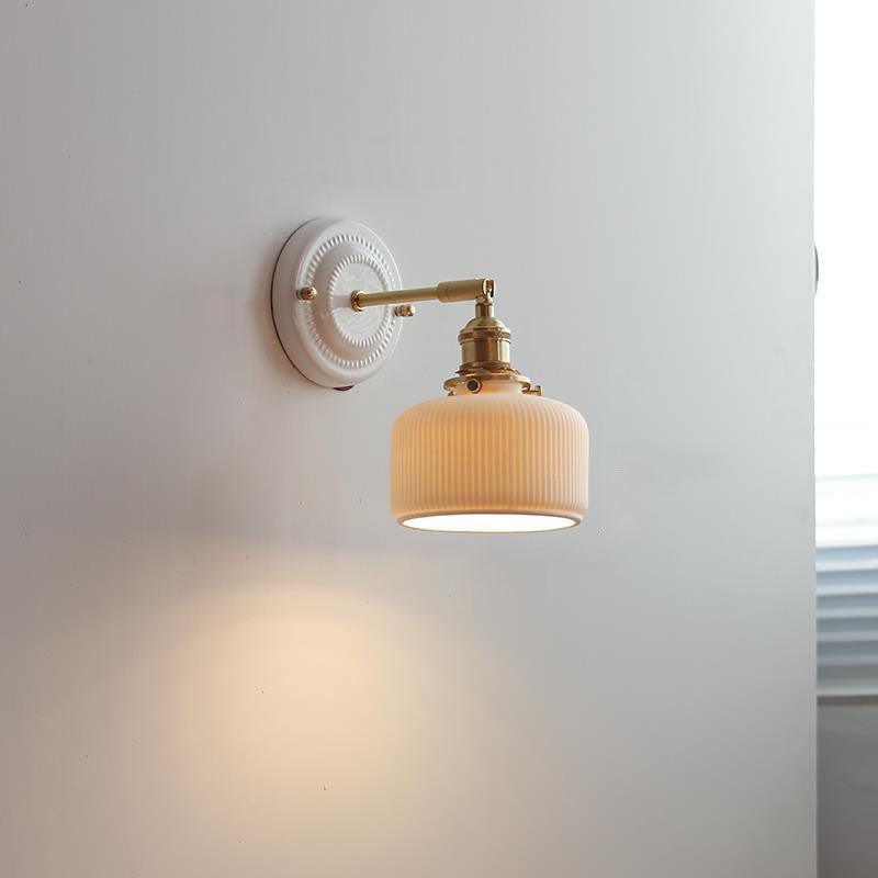 Vintage Japanese Ceramic Brass 1-Light Wall Sconce Lamp K1284