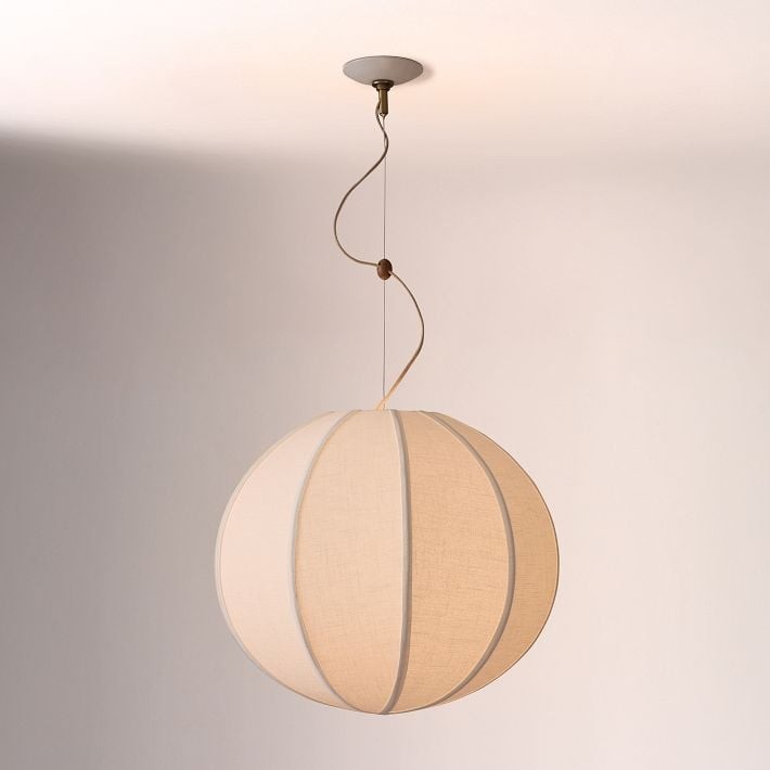 Alvian Pendant Light - Linen Shade with Adjustable Height for Cozy Dining K1384