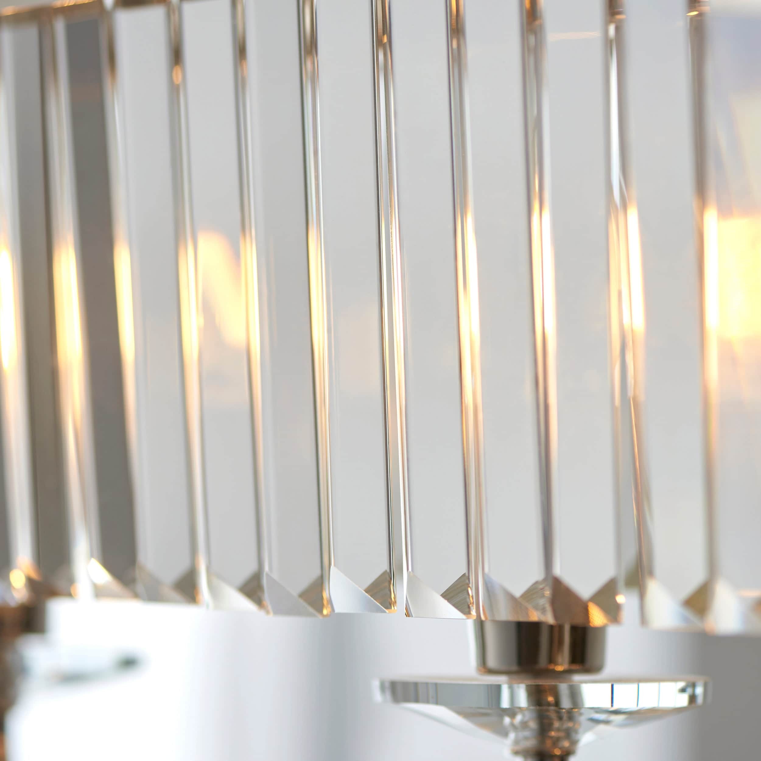 Beveline 4-Light Linear Ceiling Pendant With Cut Faceted Glass - Sleek Metal Frame For Dining K1825