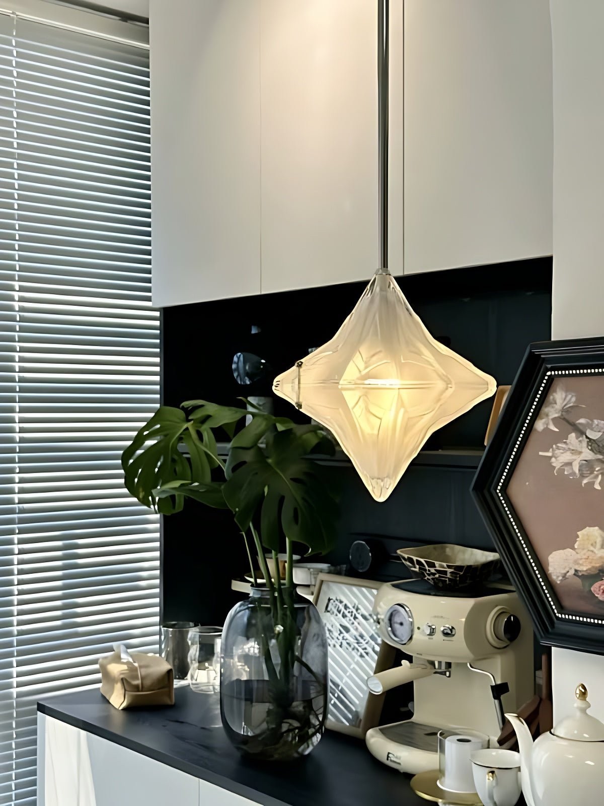 Art Deco Astris Elara Star Pendant Light - Frosted Glass Pendant with Geometric Style K1583