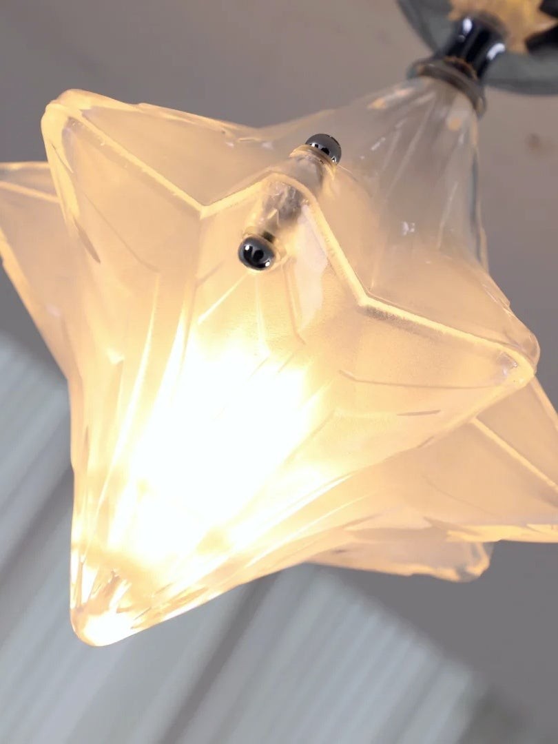 Art Deco Star Ceiling Lamp - Frosted Glass Fixture for Hallway & Entryway - Astris Ceres K1582