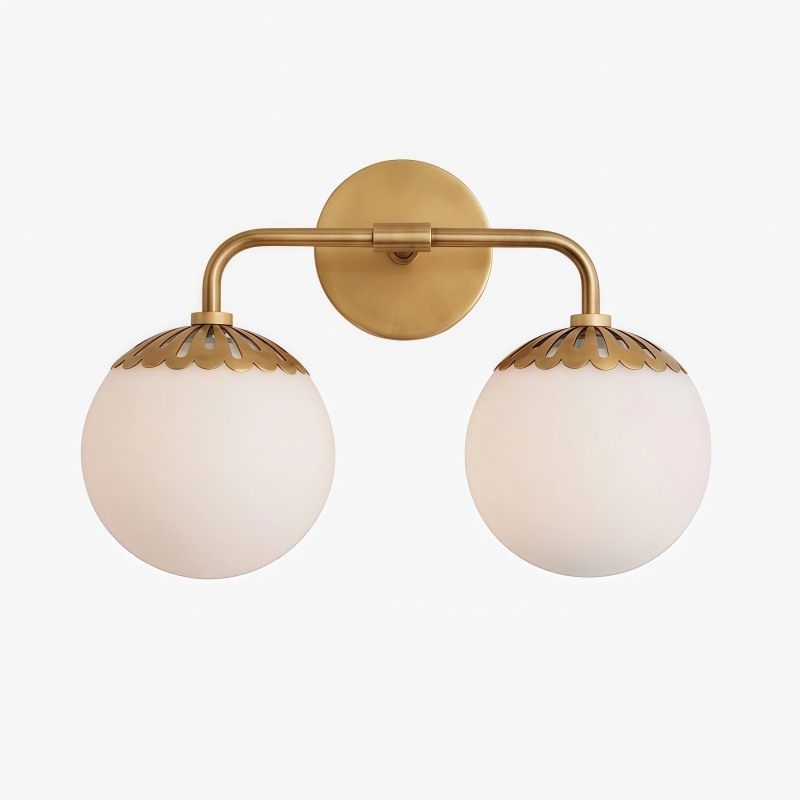 Vinbrea Glass Globe Wall Lamp - Minimal Curved Arm Light for Living Room K2382