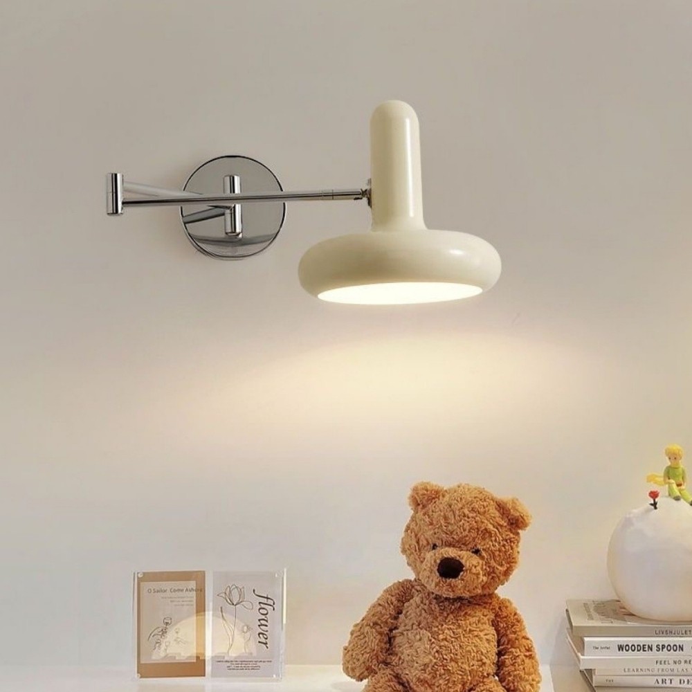 Modern Cream Chrome Swing Arm Wall Light K179