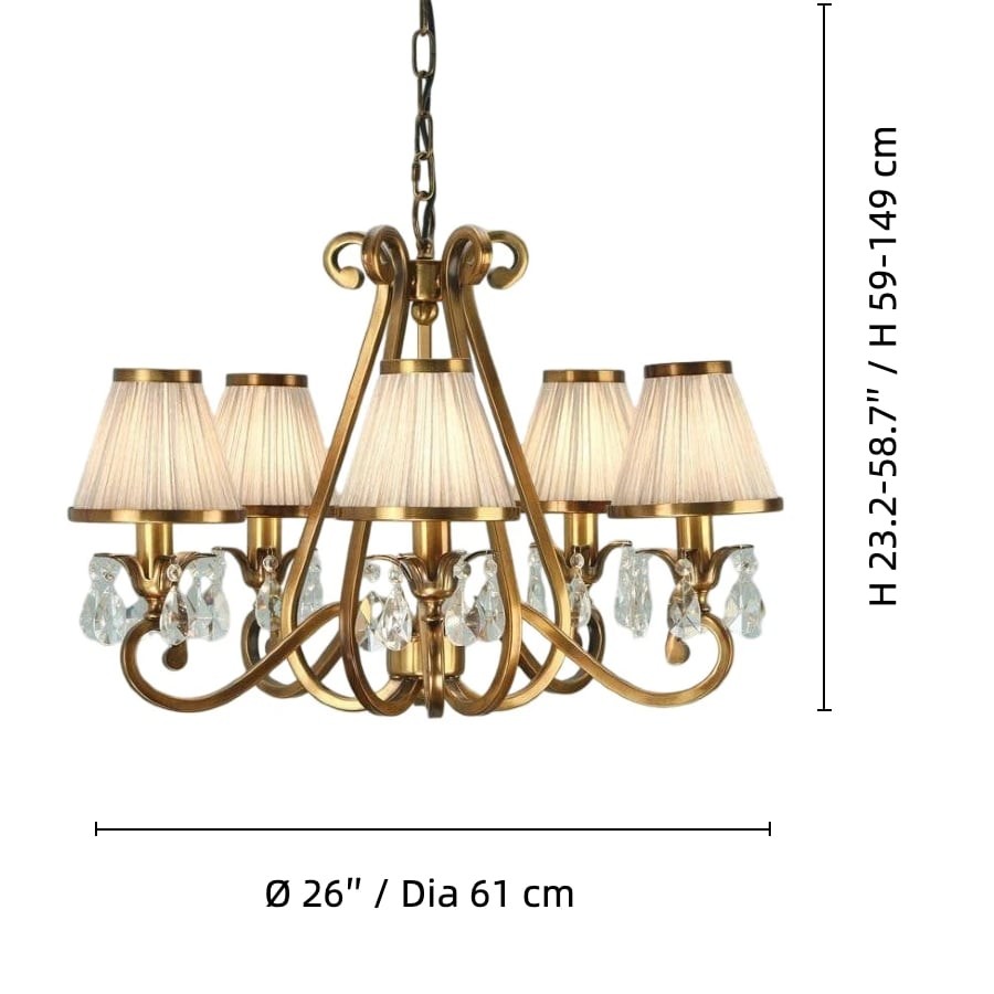 Talonis Multi-light Fabric Chandelier - Elegant Metal Curved Arms for Dining and Living K1900