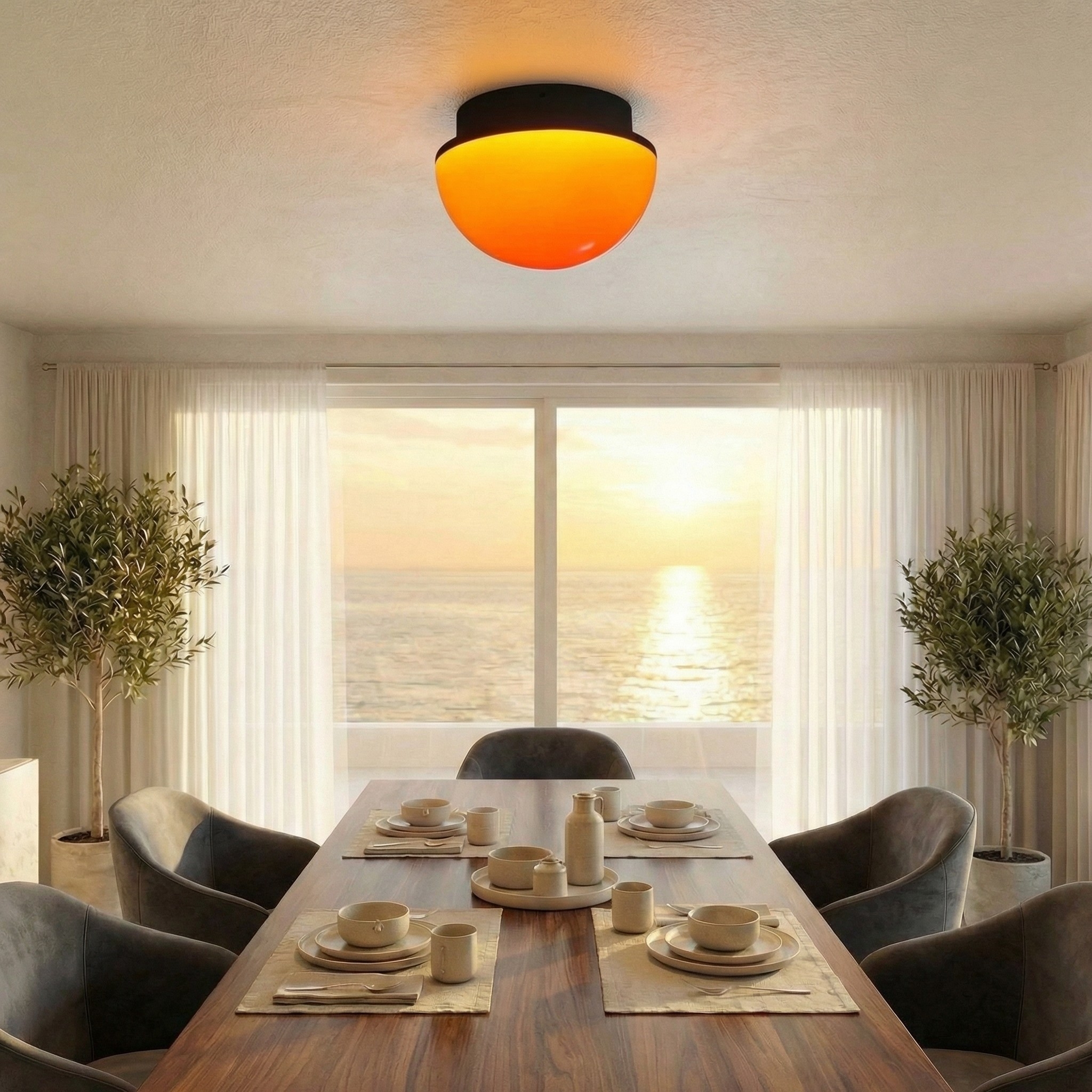 Sunset Glow Acrylic LED Ceiling Light with Ambient Dome for Living Room and Bedroom K2331