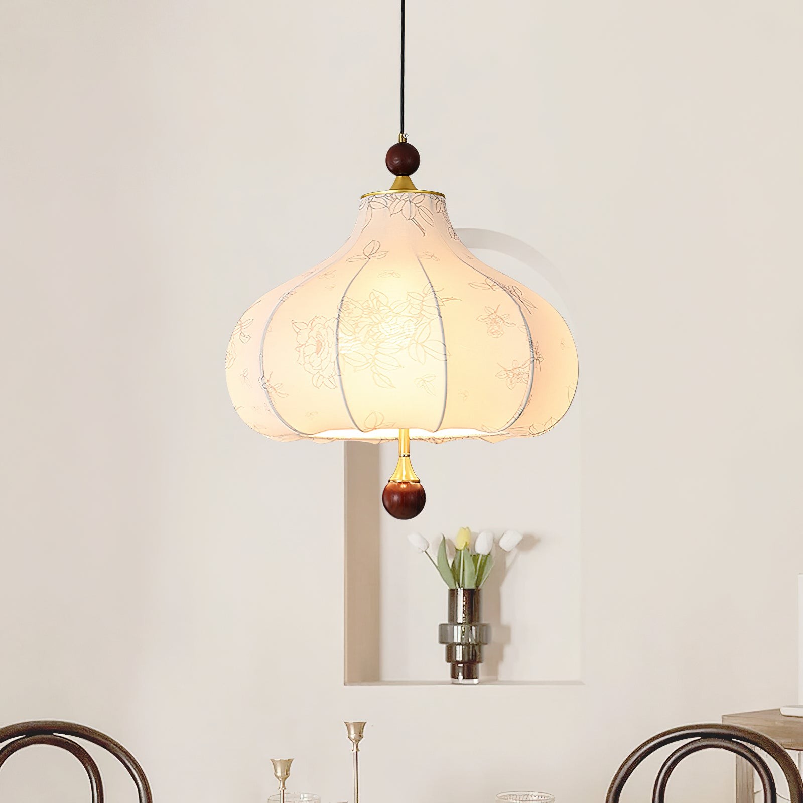 French Retro Fabric Pattern Pendant Lamp K317
