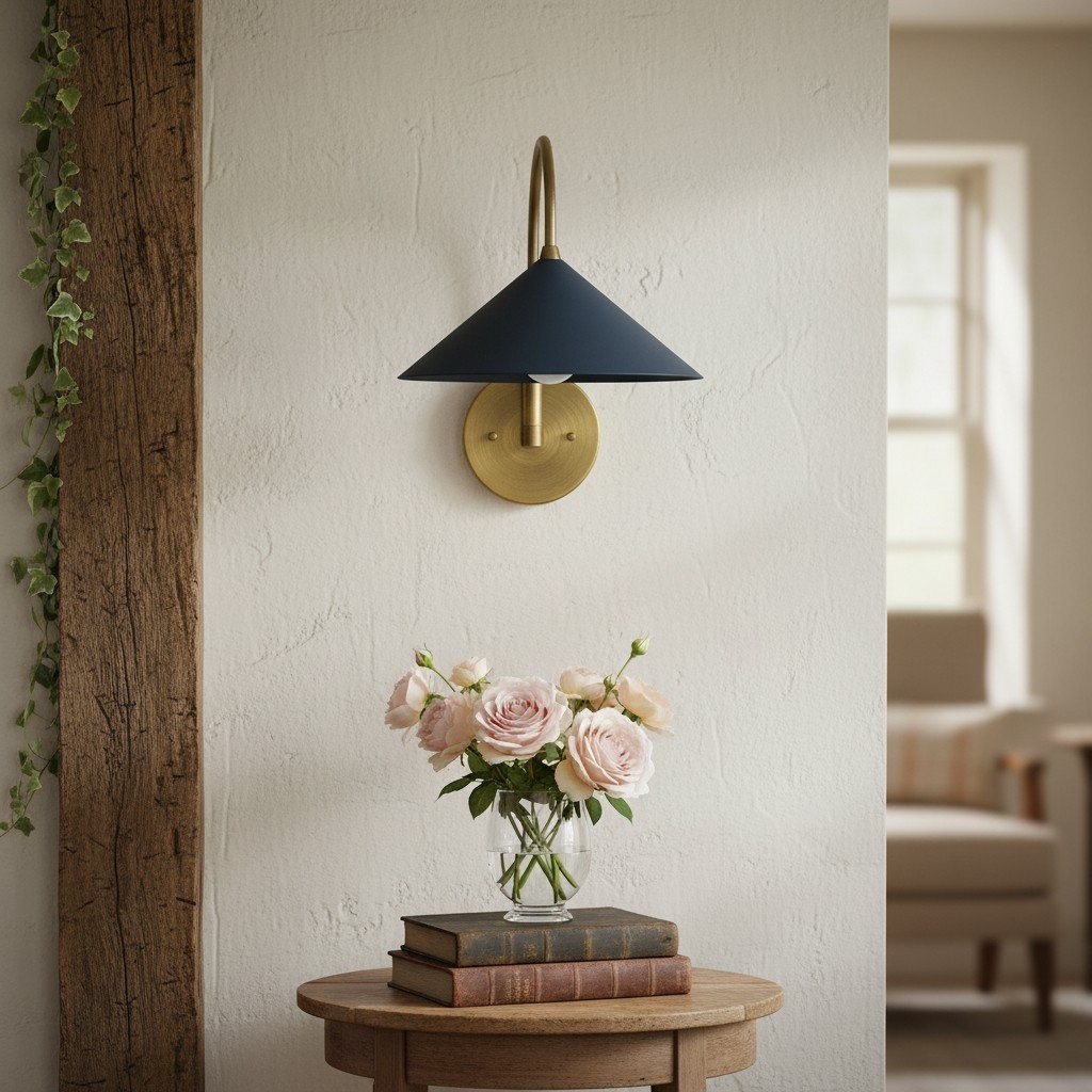 Curva Curved Metal Wall Sconce - Elegant Vintage Wall Lamp for Bedroom K1532