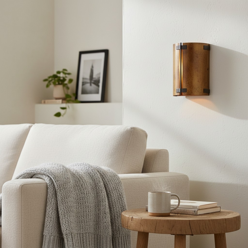 Rustivon Curved Metal Wall Sconce in Rustic Vintage Style - Perfect Lighting for Bedroom K2241