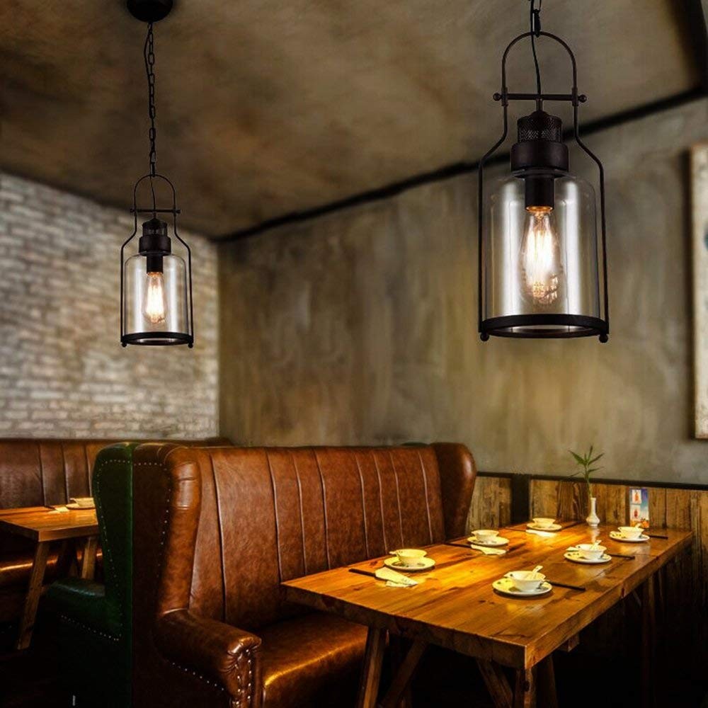 Industrial Vintage Iron Glass Jar 1-Light Pendant Light K843