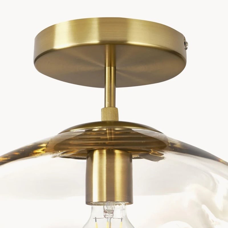 Glissora Reflective Glass Semi-Flush Ceiling Lamp - Sculptural Design, Versatile Finish for Hallways & Dining K1757