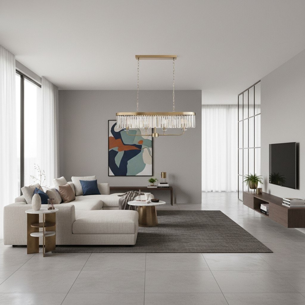 Beveline 4-Light Linear Ceiling Pendant With Cut Faceted Glass - Sleek Metal Frame For Dining K1825