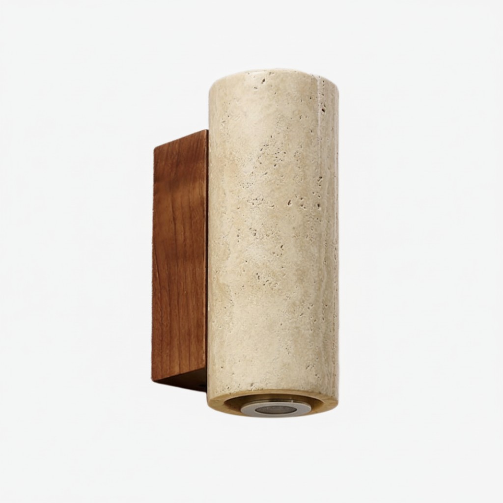 Slivara Natural Stone Backplate with Warm Amber Shade - Vintage Modern Slivara Wall Sconce for Living Room K2090