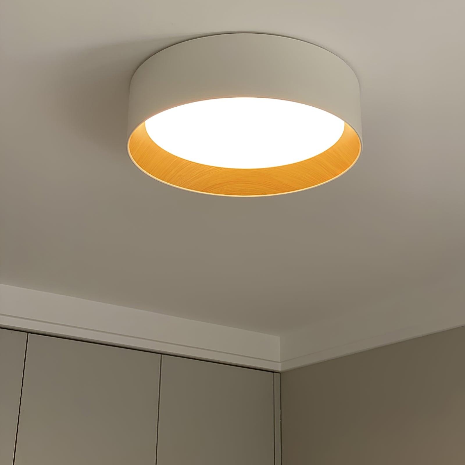Japanese Minimalist Creative Wood Grain Round LED Ceiling Lamp K647