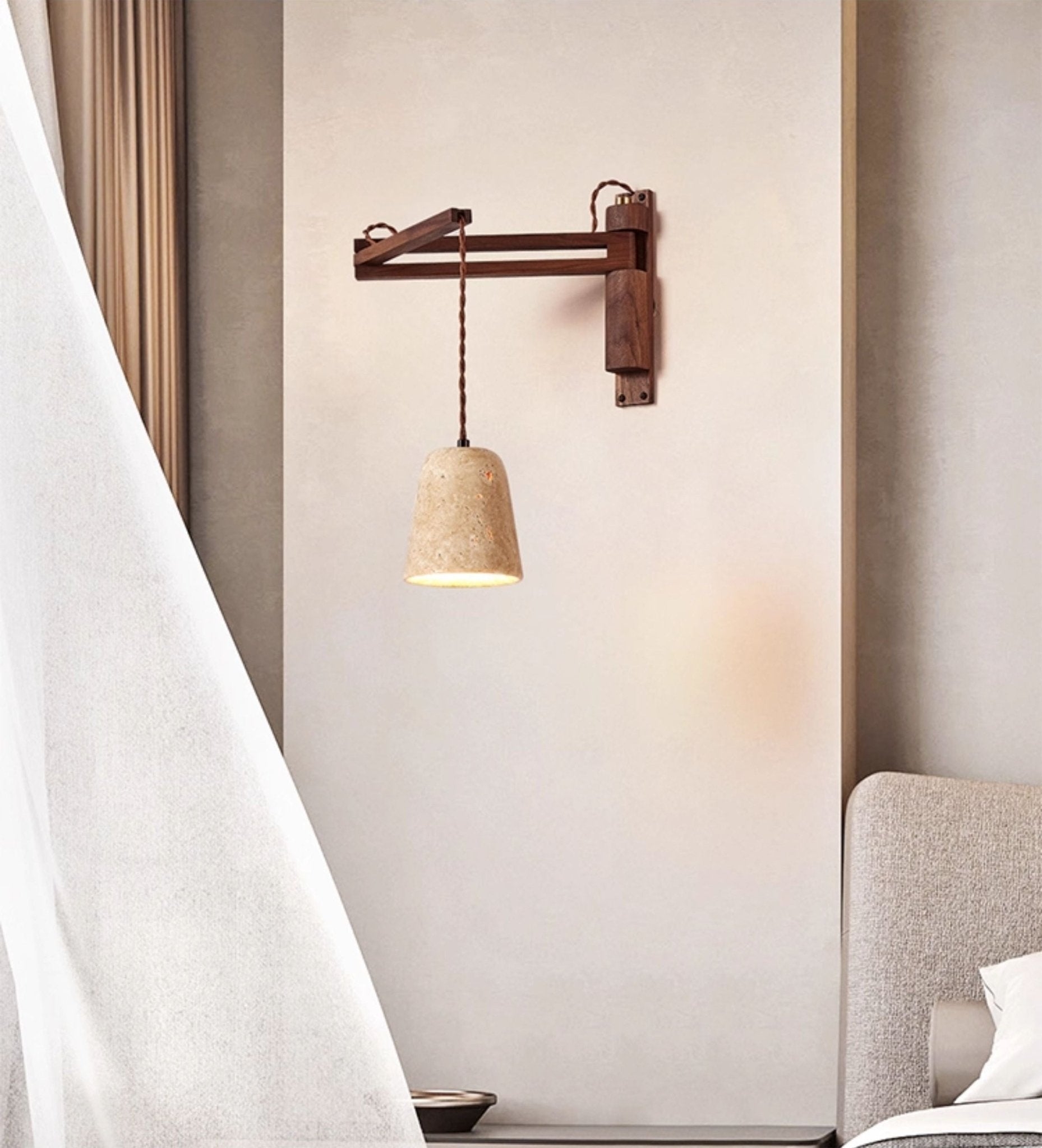 Adjustable Travertine Dome Wall Sconce D382