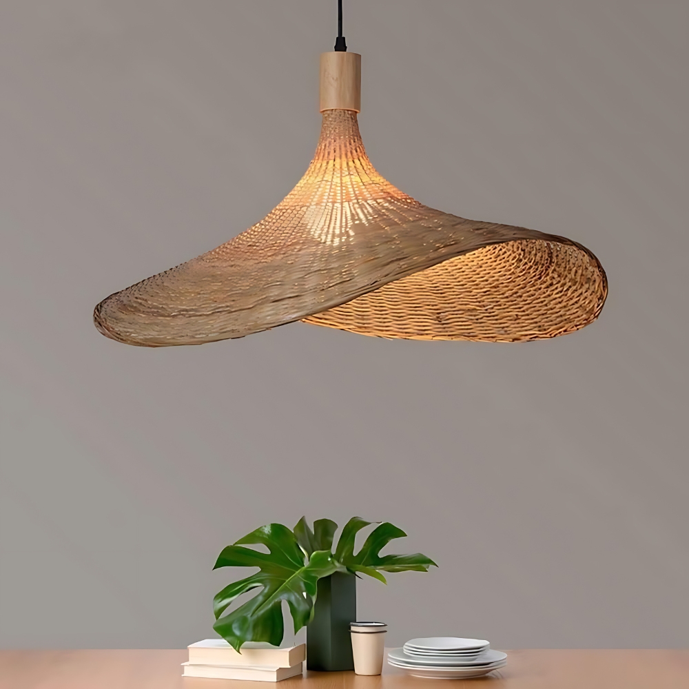 Rustic Raphia Charm Rattan Pendant Light D834