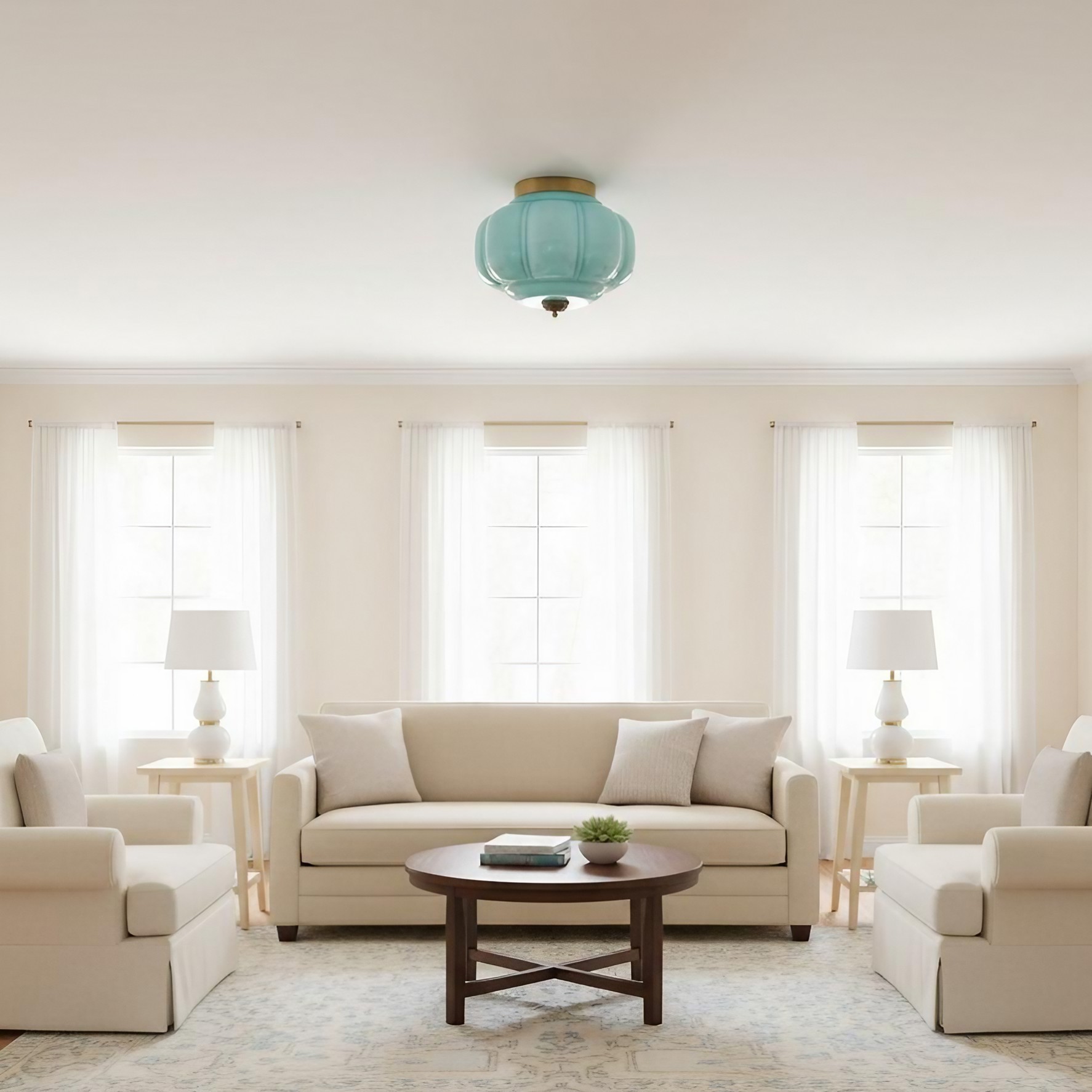 Eloise Retro Milk Glass Semi Flush Mount Ceiling Light K868