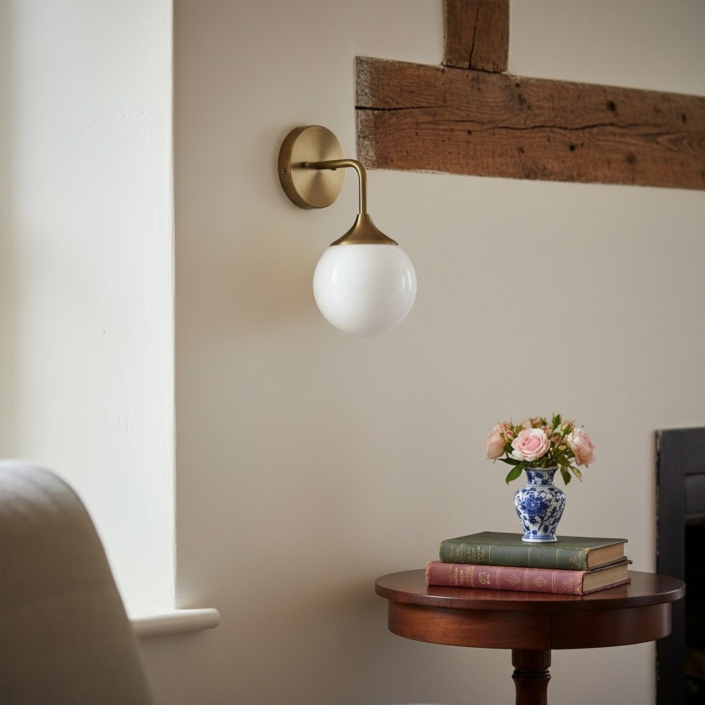 Glorica Glass Wall Sconce - Frosted Globe Light with Brass Fixture K1533