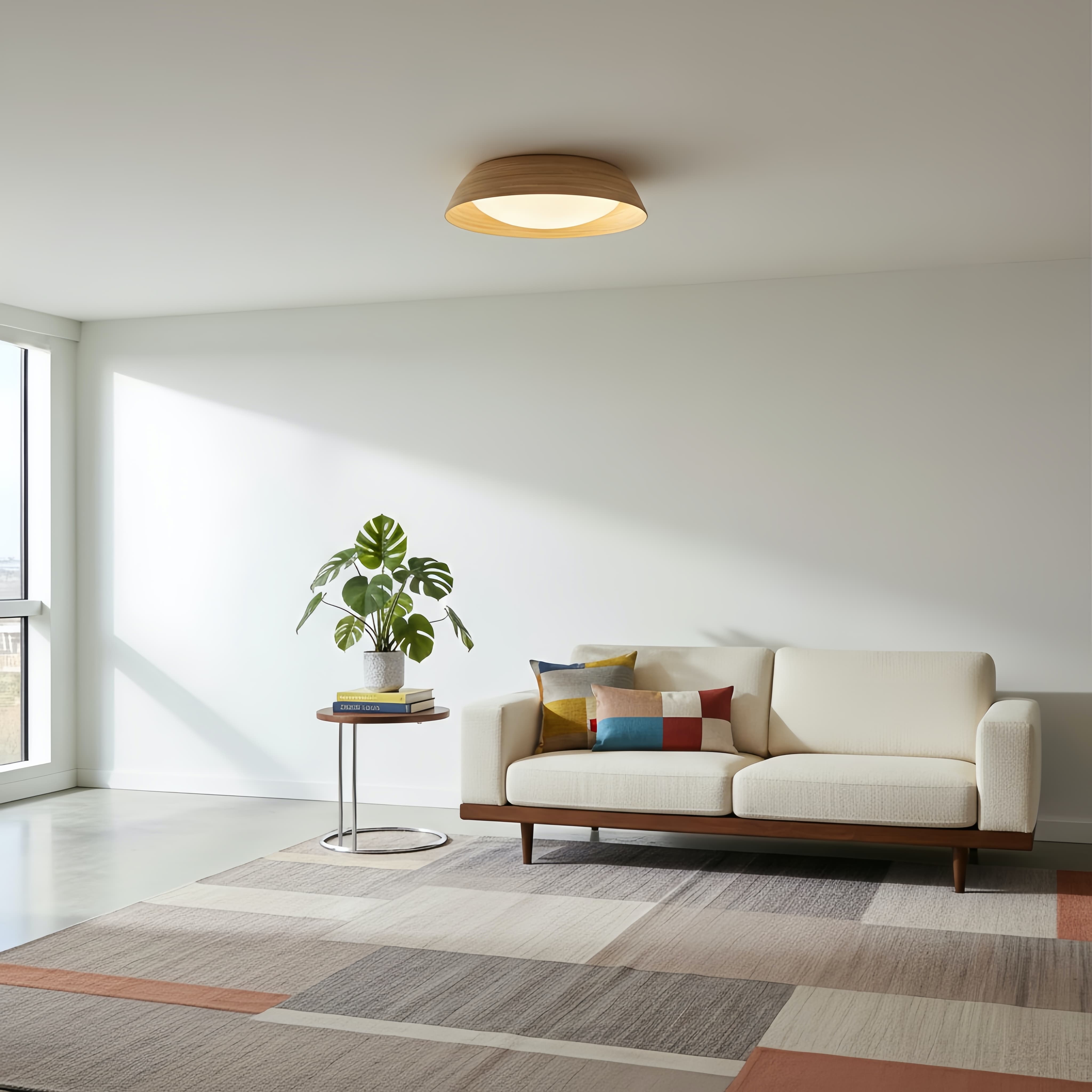 Bambori Japandi Style Bamboo Textured Ceiling Lamp - Natural Accent Light for Living Room K2271