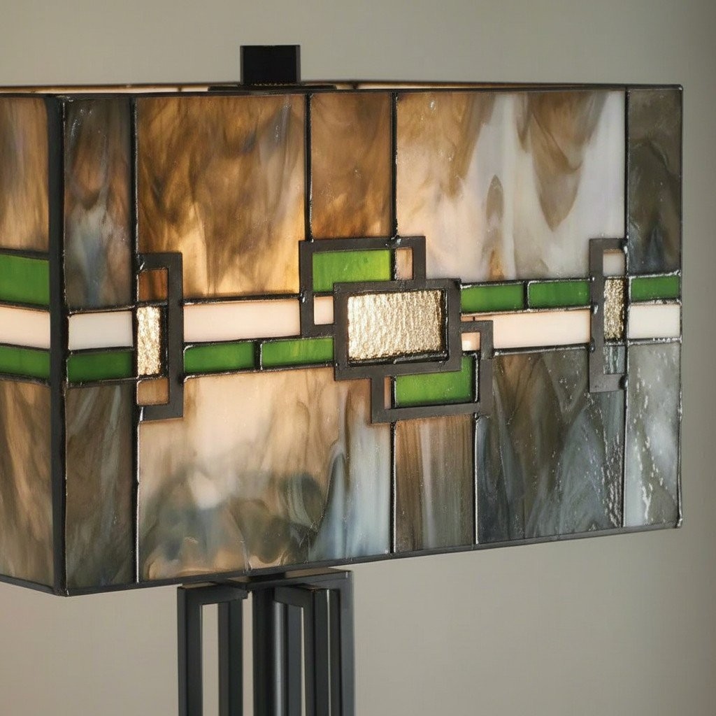 Culletto Stained Glass Table Lamp - Rectangular Geometric Table Lamp for Bedroom and Hallways K1968