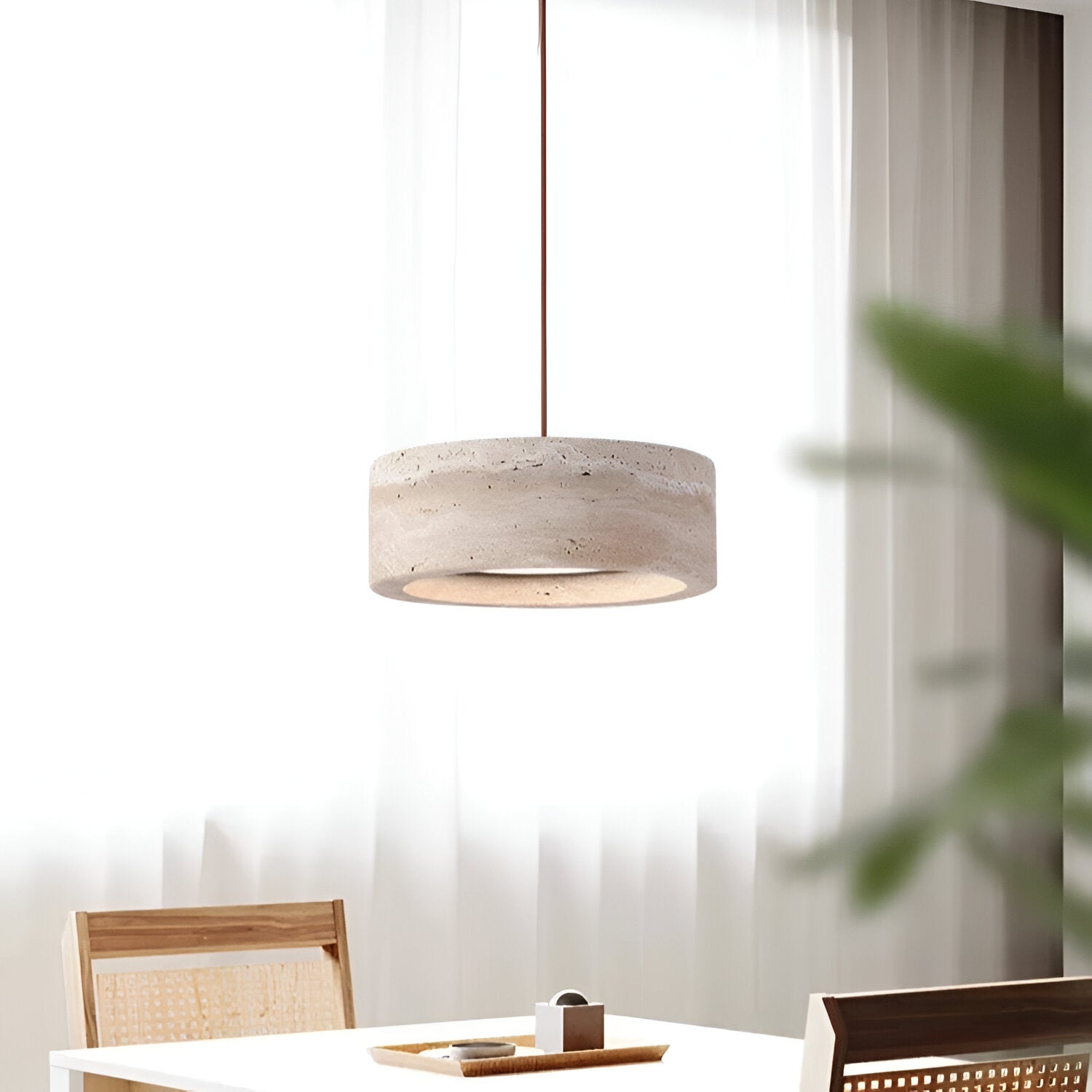 Wabi Sabi Style Travertine Stone Pendant Light D934