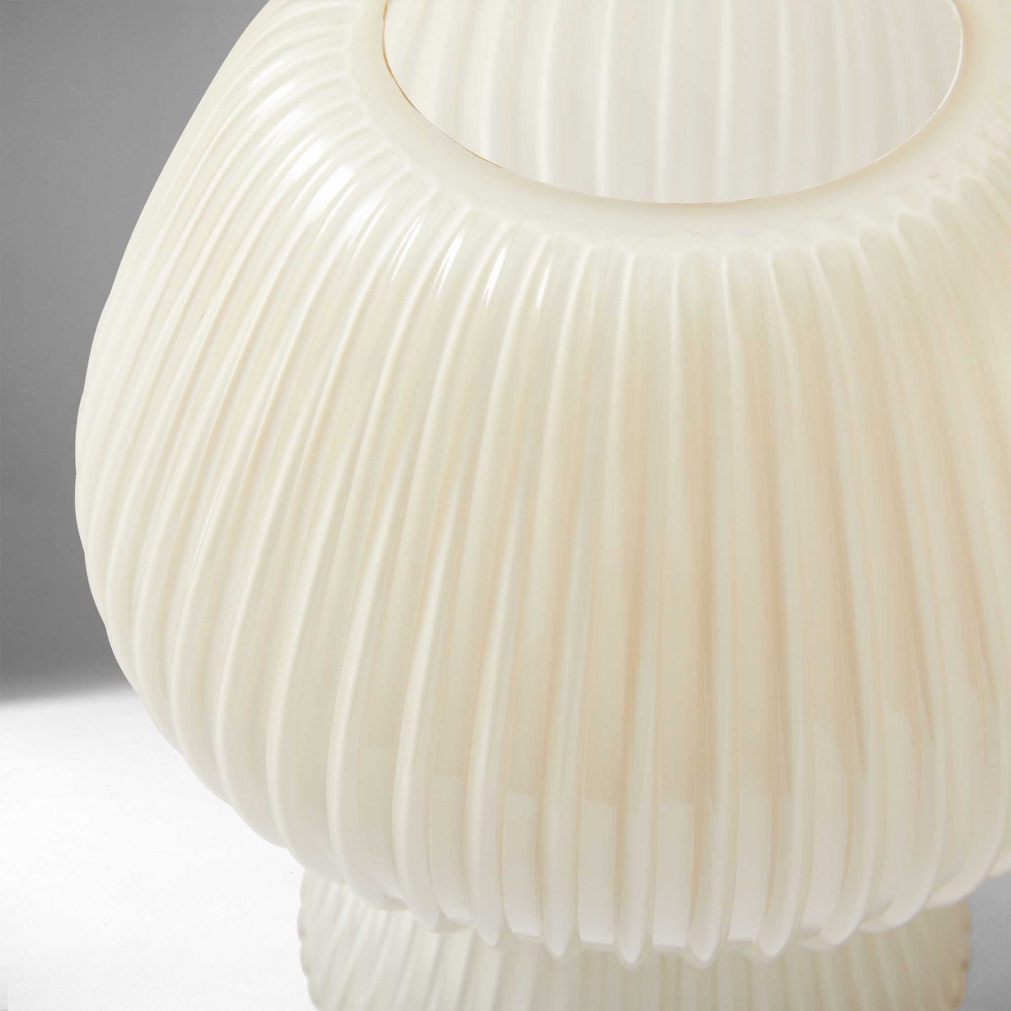 Nera Ribbed Glass Lantern Table Lamp - Retro Design for Bedroom and Living Spaces K2203