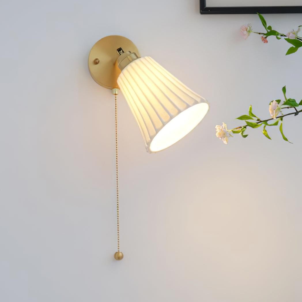 Modern Pull Cord Metal Ceramics Indoor Wall Lamp for Bedroom K730