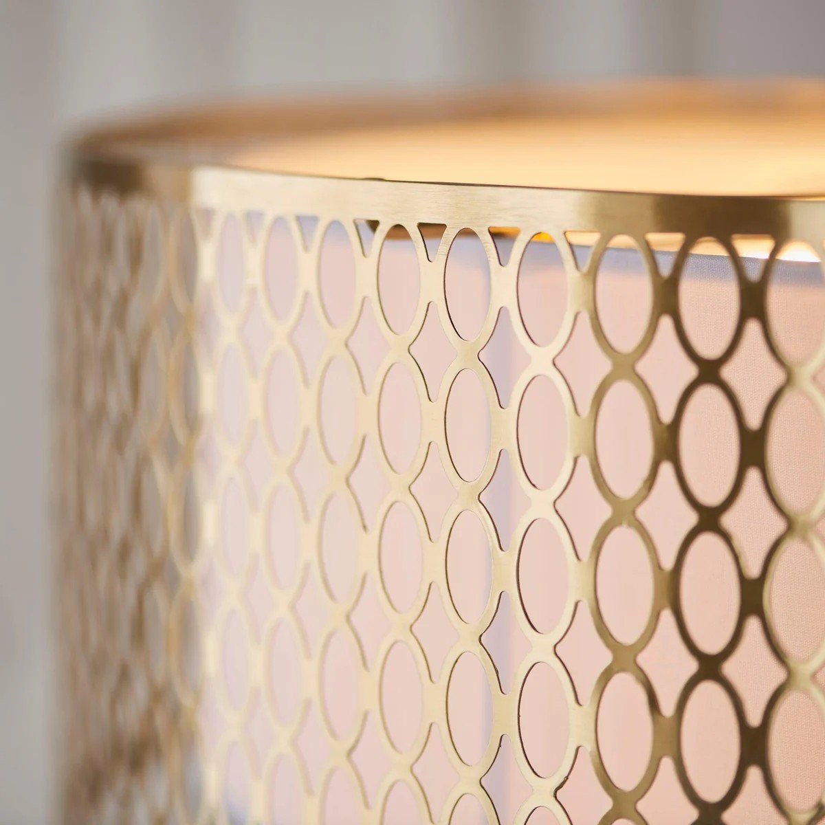 Liorin Geometric Pendant Lamp - Modern Fretwork Metal and Fabric Shade Pendant for Interiors K1873