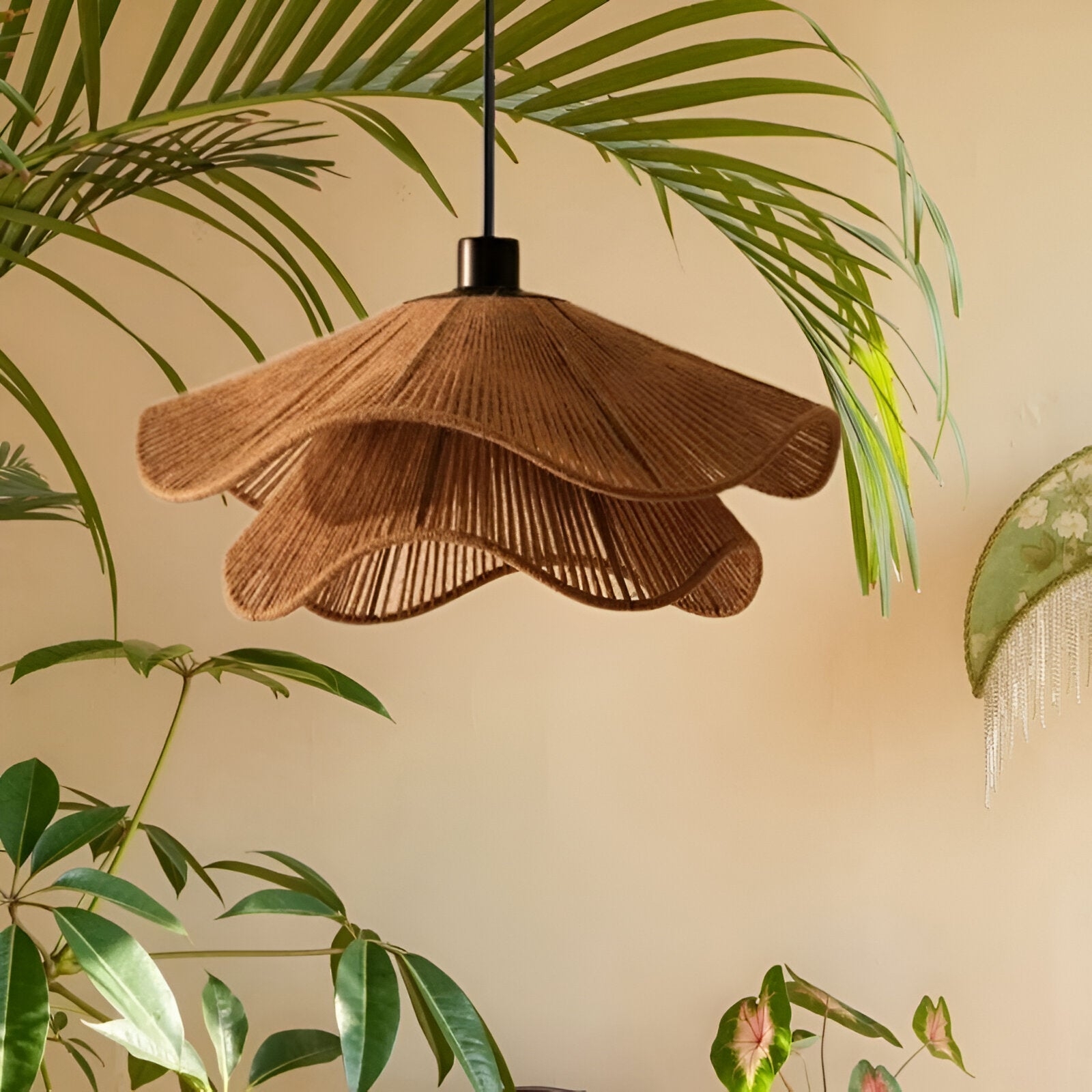 Cape Points Boho Natural Jute Fiber Pendant Light D838