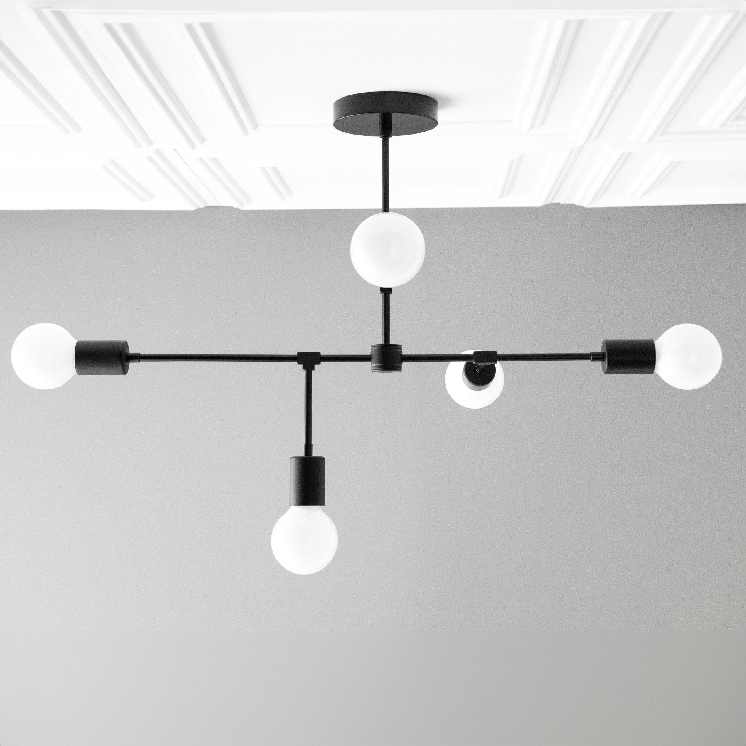 Mobilux Line 5 Light Chandelier - Modern Ceiling Hanging Lamp for Dining Room K1477