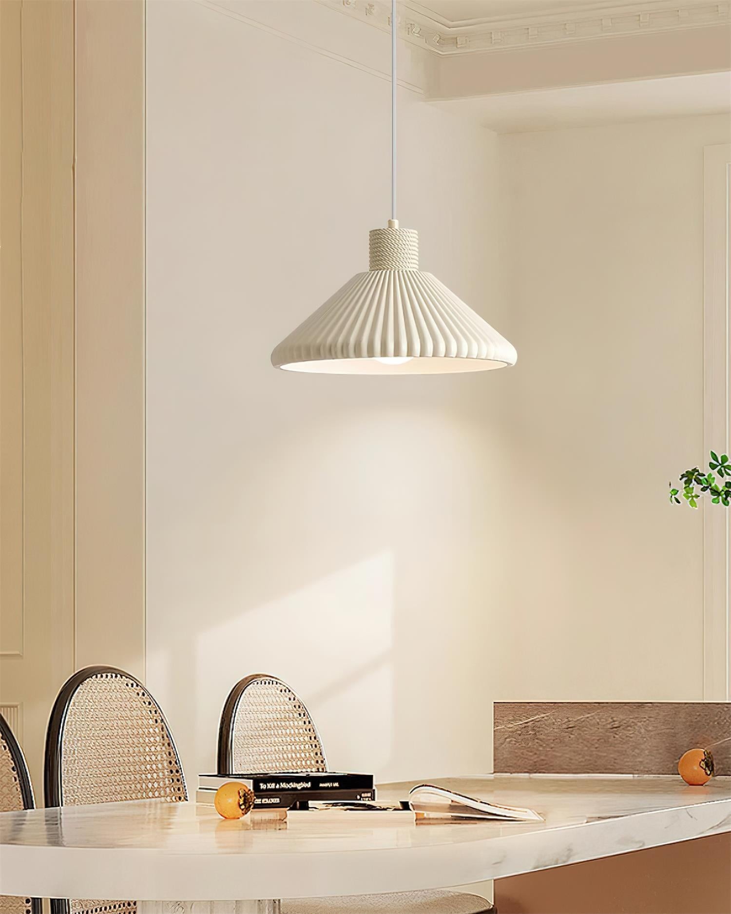 Cream Style Cone Striped Pendant Lamp K681