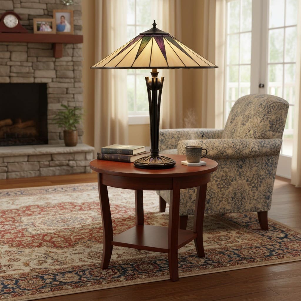 TF Dark Star Tiffany Style Geometric Shade Table Lamp for Bedroom and Accent Lighting K1943
