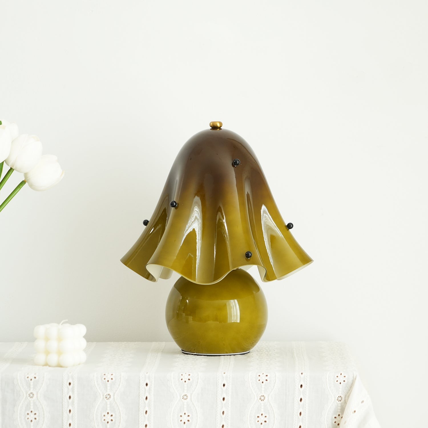 Bellina Bell Flower Table Lamp – Sculptural Glass Vera Style For Side Table Lamp K1135