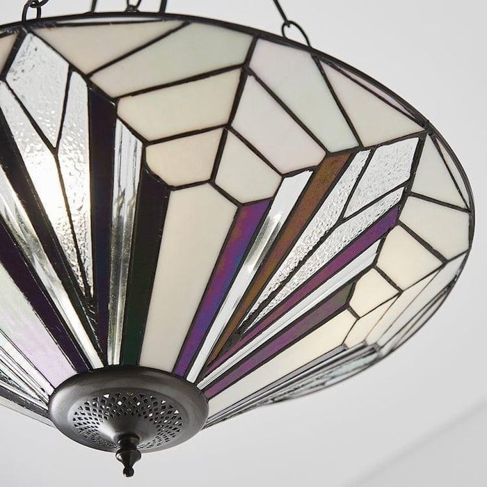 TF Astoria Decorative Stained Glass Semi Flush Light - Art Deco Ceiling Fixture K2003