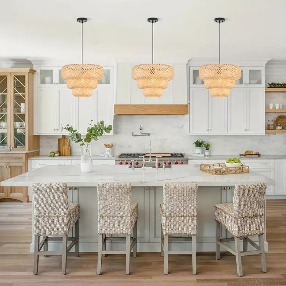 Boho Bamboo Pendant Light Fixture D897
