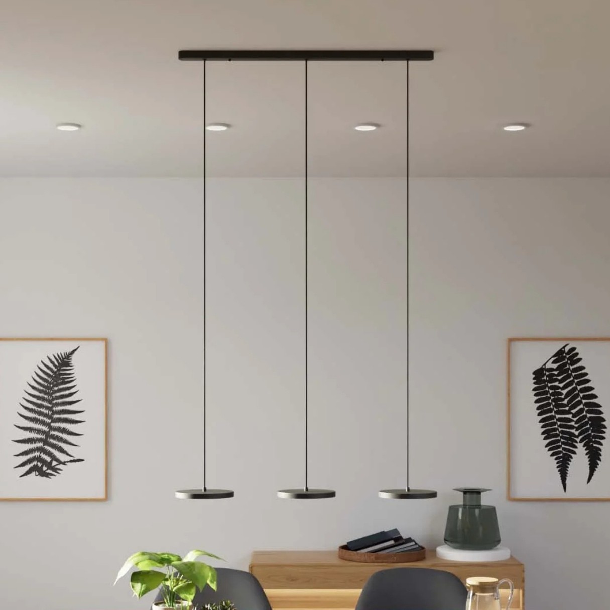 Modern Round Disc Flat Pendant Light - Multi-Light Pendant With LED Light K1555